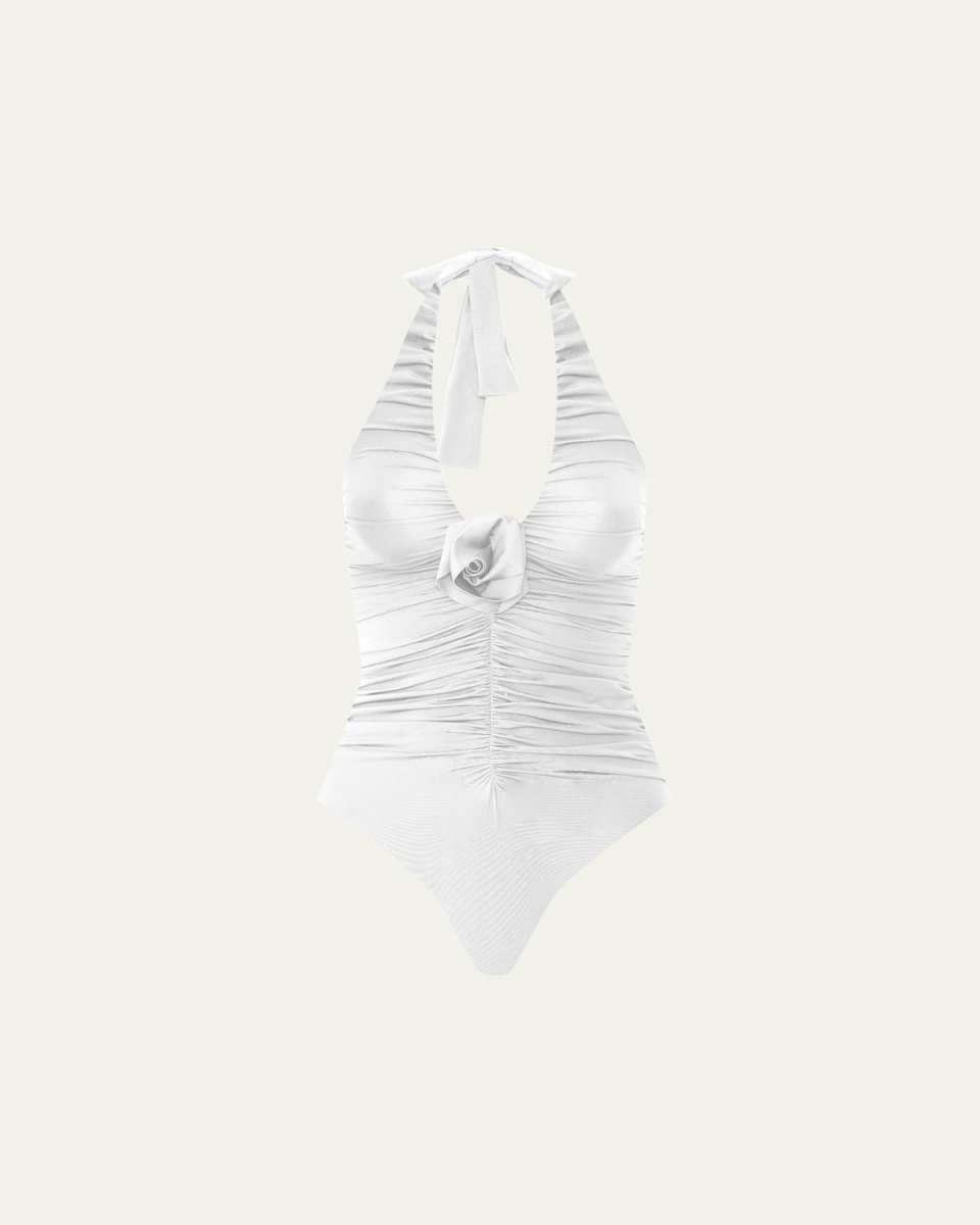 Yojaira Ruched Halter One-Piece Swimsuit